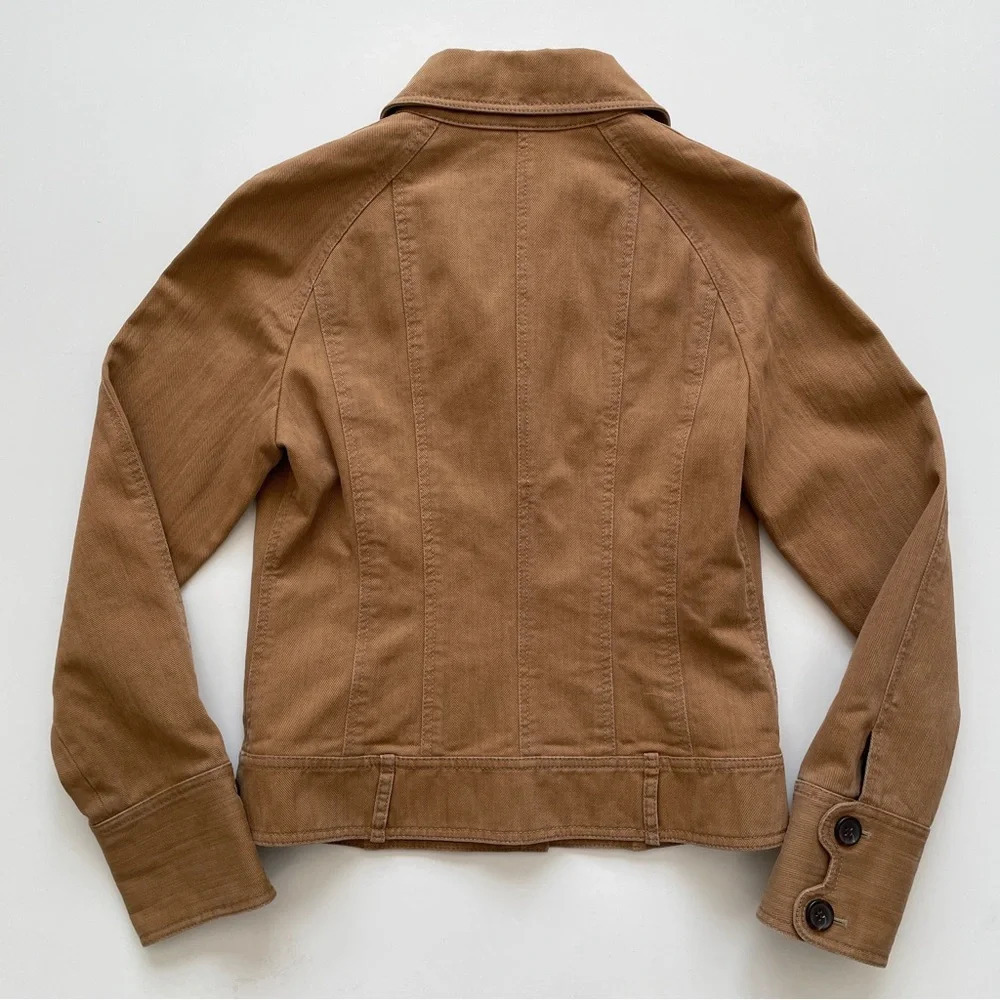 Cole Haan Tan Designer Denim Jean Jacket Size S Small - Picture 9 of 12